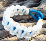 White and Blue Handmade Para cord Parachute Bracelet Survivalist Gift Dad Boy Friend Father's Day Fishing Camping Hunting Climbing