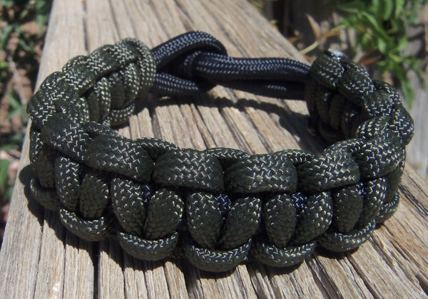 Army Green and Black Survival Bracelet Gift for Sports Fan Husband