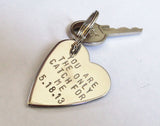 Mens Keychain for Boyfriend Husband Key Chain Personalized Keyring Handstamped Metal Key Ring Anniversary Women Wife Inspirational Birthday