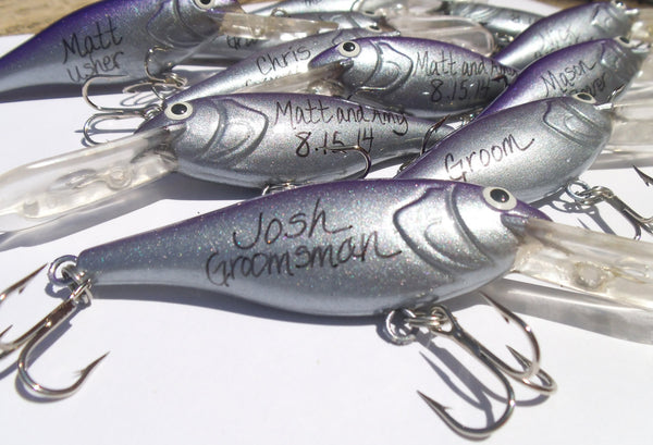 Personalized Fishing Lure Purple Silver Wedding Color Wedding
