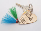 Daddy Gift for Christmas Father Daughter Fishing Lure Keyring Dad Hugs and Fishes Love you Da Da Keychain for Men Birthday Dad of Girls Twin