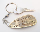 Fishing Mens Keychain for Fathers Day Gift for Husband Personalized Fishing Lure Key Chain Grandpa Hand Stamped Keychain for Him Papa Gift