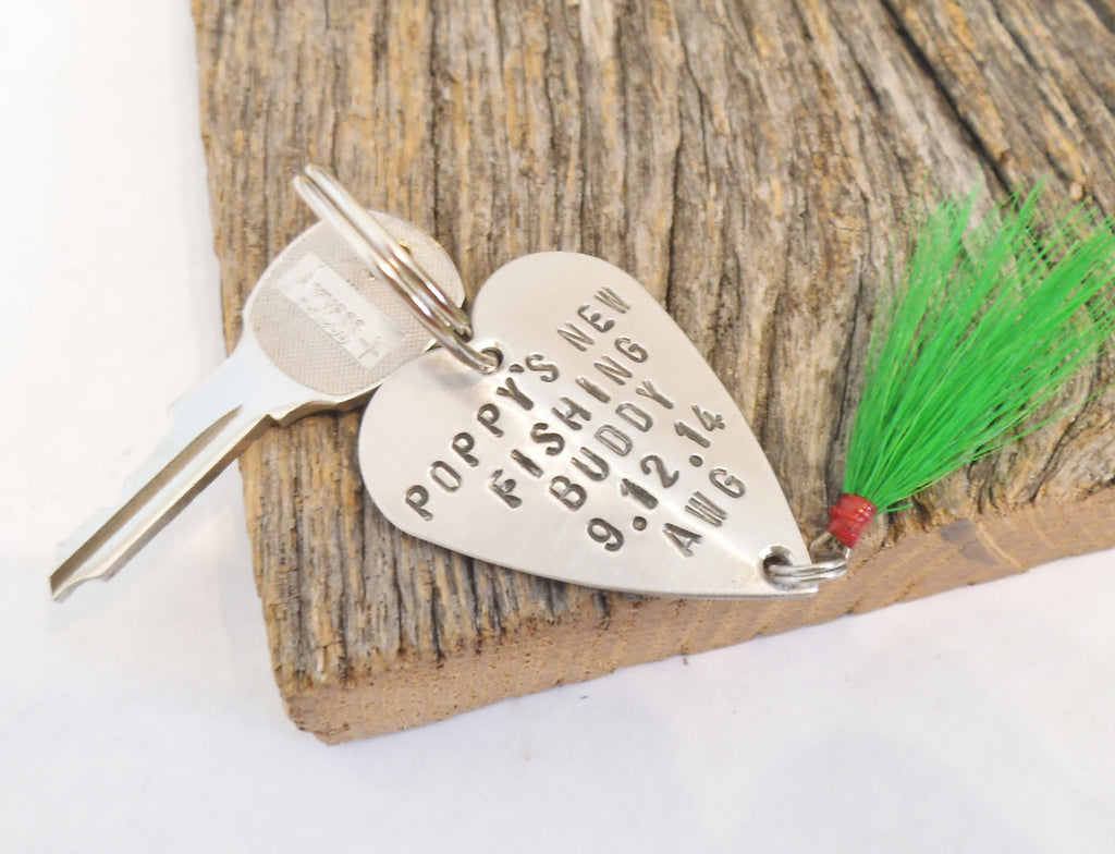 Father's Day Keychain for Poppy Keyring for Grandpa Custom Key Ring Personalized Keychain Fly Fishing Keychain Fishing Lure 1st Father's Day