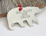 God Bless Our Cabin - Personalized Housewarming Ornament for New Home
