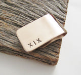 19th Anniversary Gift for Husband Money Clip Year 19 Anniversary Man Roman Numeral Credit Card Holder Metal Personalized Card Clip Bronze