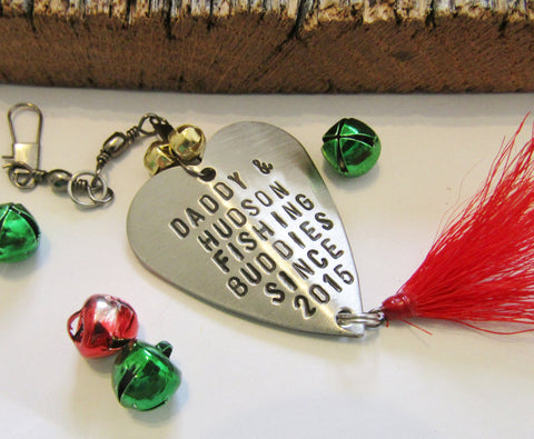 Daddy Gift Christmas Gift for Dad from Son to Father Personalized Stocking Stuffer Him World's Greatest Dad Fishing Lure Ornament with Bells