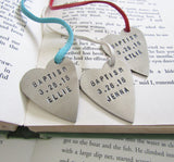 Personalized Heart Bookmark - Custom Baptism Gift for Girls