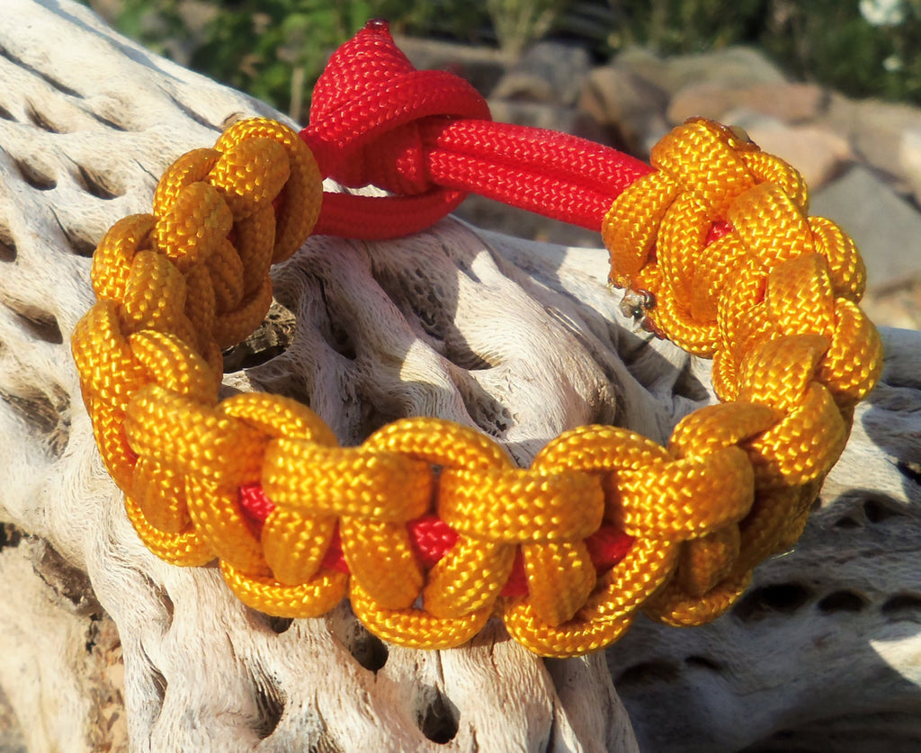 Gold and Red Handmade Custom 550 Paracord Survival Bracelet