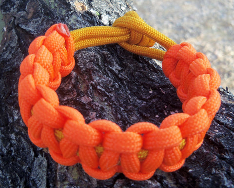 Orange Gold Handmade Custom Paracord Parachute Survival Bracelet Survivalist Gift Outdoor Husband Father's Day Fishing Camping Hunting Climb
