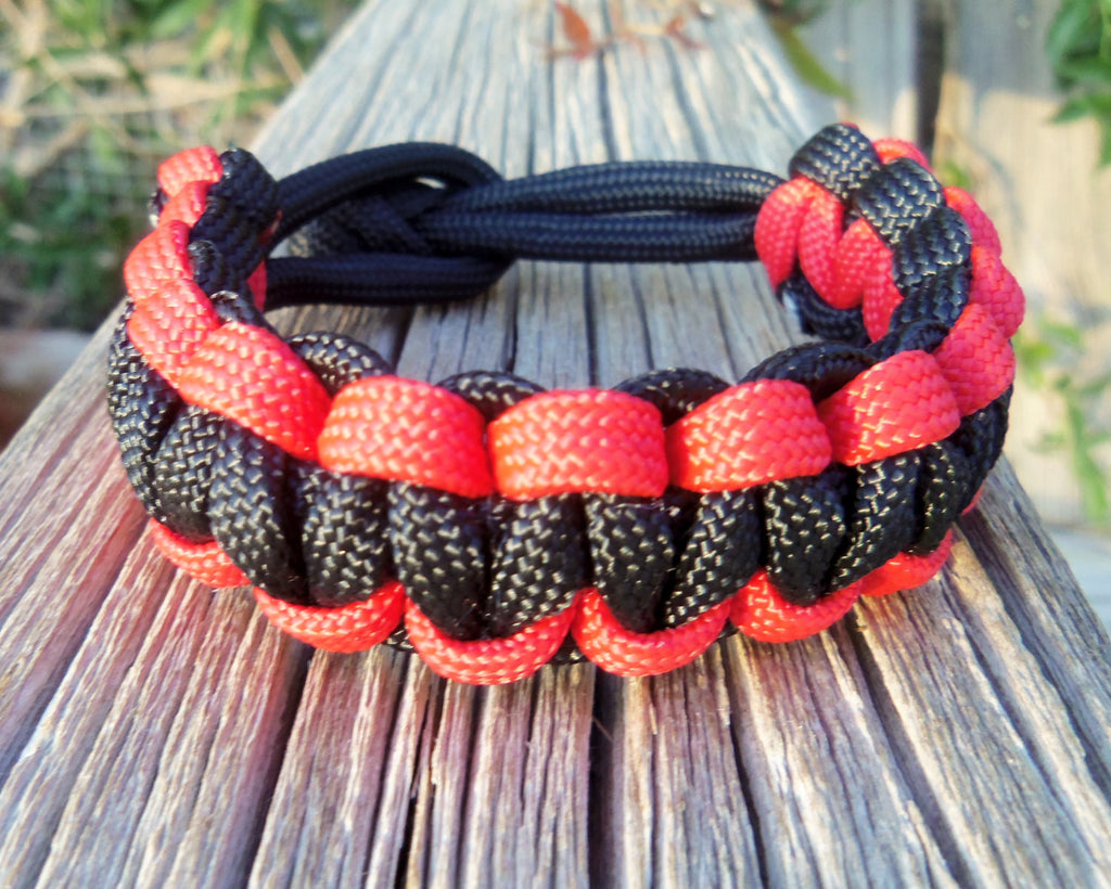 Red and Black Handmade Custom Paracord Parachute Survival Bracelet Out – C  and T Custom Lures