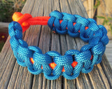 Aqua Blue and Orange Handmade Custom Paracord Survival Bracelet Outdoor Gift Husband Father's Day Son Sports Fan