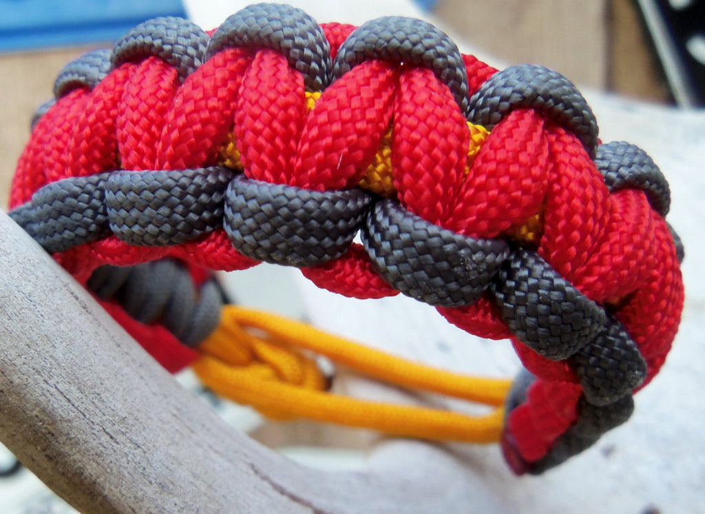 Red and Gold Handmade Handtied Paracord Parachute Survival Bracelet - – C  and T Custom Lures
