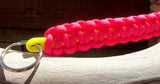 Handmade by Kids Hot Pink and Fluorescent Yellow Survival Paracord Keychain Key Fob Accessory