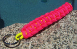 Handmade by Kids Hot Pink and Fluorescent Yellow Survival Paracord Keychain Key Fob Accessory