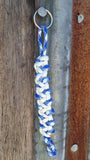 Handmade by Kids Blue and White Survival Paracord Key chain Keyring Accessory - Camping Hiking Backpacking Fishing