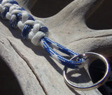 Handmade by Kids Blue and White Survival Paracord Key chain Keyring Accessory - Camping Hiking Backpacking Fishing