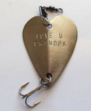 Retirement Gift for Grandpa to Be Personalized Hook Fishing Lure for Dad Grandfather Fish Gift Handstamped Heart Husband Father #1 Gpa Men