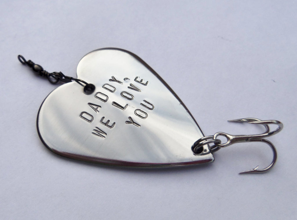 Father's Day Gift for Dad Love you Fishing Lure for Daddy Father Fish Gift Handstamped Heart Grandpa Husband Kids Men For Him Man Novelty