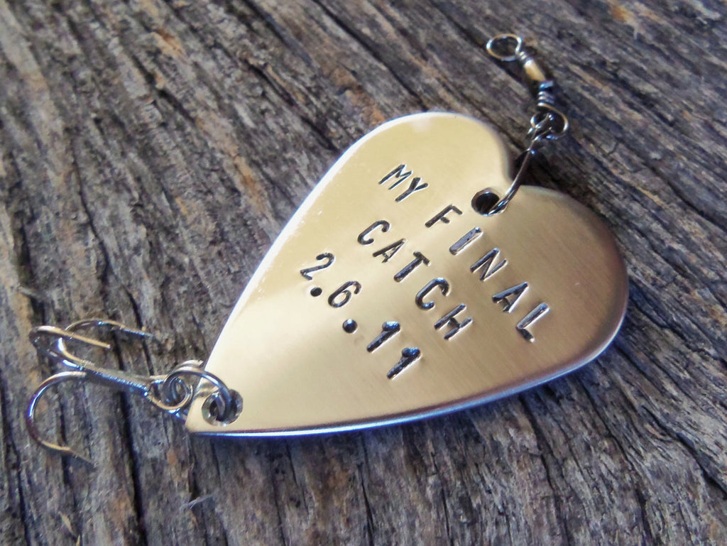 Boyfriend Gift for Men Custom Fishing Lure Handstamped Anniversary Husband Birthday For Him Wedding Day for Groom and Bride My Final Catch