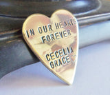 In Our Hearts Forever Memorial Jewelry Personalized Remembrance Gift Sympathy Loss of a Baby Death of Child Son Daughter Dad Mom Grandparent