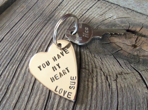 7 Year Anniversary 7th Wedding Anniversary Personalized Metal Keychain for Men Custom Key Chain for Husband Matching Couples His and Hers
