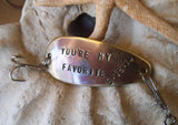 You're My Favorite Catch Wedding Date Engagement Photo Fishing Lure Personalized Spoon Lure Copper 7th Anniversary Bronze Birthday New Job