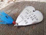 Only Fish in the Sea For Me Ocean Sea Favors Fishing Lure Man Him For Boyfriend Antiqued Pounded Steel Heart Anniversary Men Christmas Gift