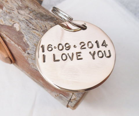 I Love You Keychain Personalized Bronze Jewelry Women Keychain Mom Gift for Boyfriend Anniversary Bronze Gifts for Men Husband Wife Couples