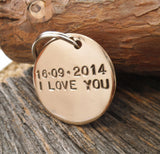 I Love You Keychain Personalized Bronze Jewelry Women Keychain Mom Gift for Boyfriend Anniversary Bronze Gifts for Men Husband Wife Couples