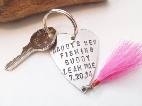 Personalized Fishing Lure Keychain for New Dad Gift for Daddy