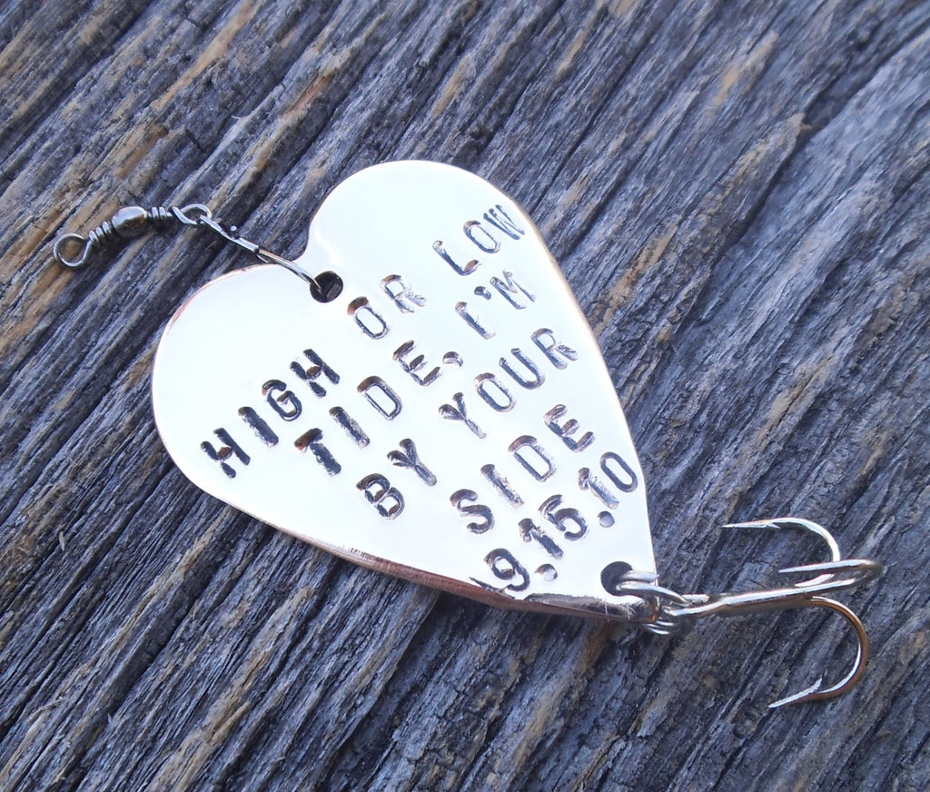 High Tide or Low Tide I'll Be By Your Side Fishing Lure Personalized Gift for Him Christmas Military Mens Anniversary for Couple Beach Prop