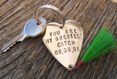 Personalized Keychain Boyfriend Birthday Fly Fishing Lure Key chain Husband Personal Accessories Mens Gift Christmas Keyring Valentine's Day