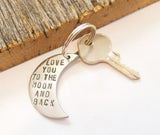 Christmas Gift for Wife Moon Keychain for Girlfriend I Love You To the Moon and Back Key chain Women Personalized Keyring Teen Girl Birthday