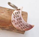 Wedding Jewelry Personalized Keychain for Anniversary Men Women Boyfriend Gift for Girlfriend I Love You To the Moon and Back Copper Him 7th