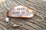 Best Father in Law Fishing Lure Personalized Dad of the Bride Father of the Groom Stepfather Stepdad Wedding Gift Parent Daddy Outdoors Men