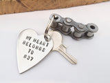 My Heart Belongs To Jersey # - Personalized Motocross Keychain