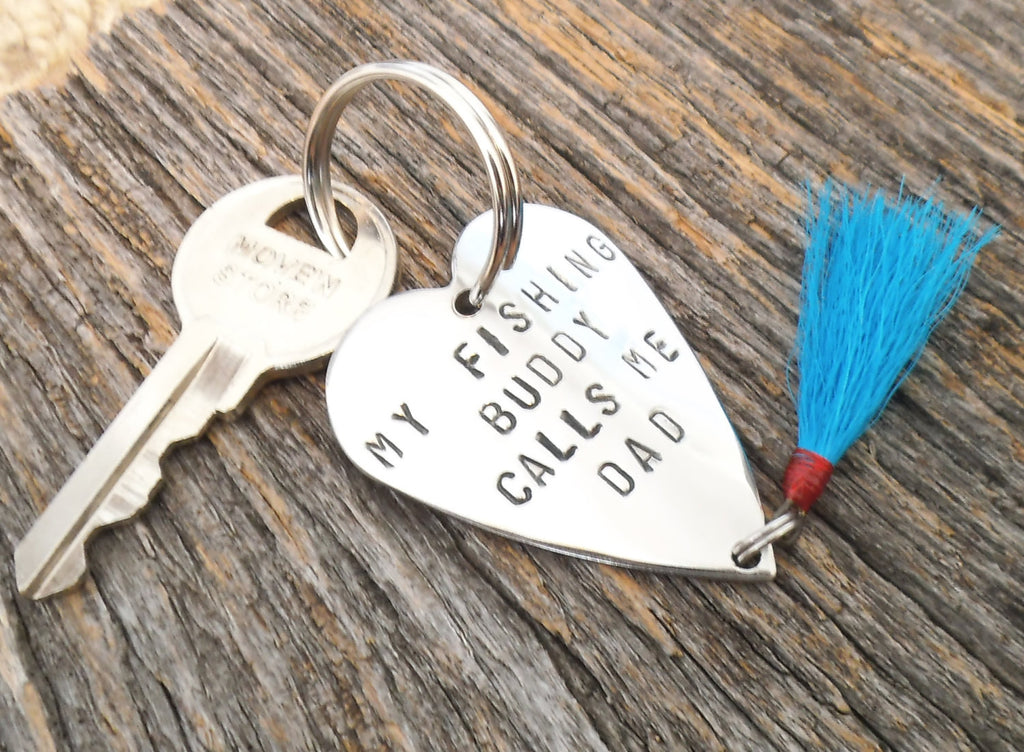 Mens Keychain for Husband Gift for Valentine New Dad Key Chain My Fishing Buddy Fishing Lure Nautical Chain Brother New Baby Metal Accessory