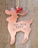 Christmas Ornament New Son Child Gift Personalized Ornament Our New Buck Pregnancy Announcement Baby Reveal Boy Baby's 1st Christmas Hunting