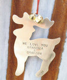 Grandparents Ornament Reindeer Personalized Deer Ornament for Grandpa Ornament for Grandma Hunting Theme Christmas Tree Papa Nona Grandkids