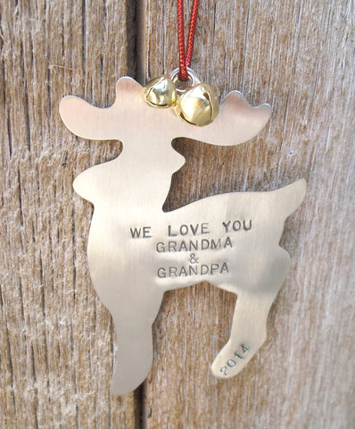 Grandparents Ornament Reindeer Personalized Deer Ornament for Grandpa Ornament for Grandma Hunting Theme Christmas Tree Papa Nona Grandkids