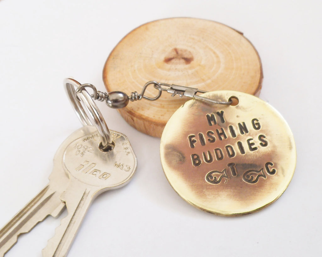 Fathers Day Gift for Dad 1st Father's Day Gift for Husband Personalized Keychain Handstamped Key Ring for Grandpa Fishing Buddy Keyring Men