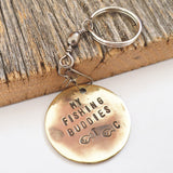 Metal Keychain for Husband Christmas Gift for Boyfriend Future Fishing Buddy New Baby Kids Initials Fishing Lure Keyring for Mom Mothers Day