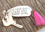 New Parents Gift for Daddy Keychain for Men Custom Key Chain for Husband Baby Gift Mom To Be Mother's Day for Mommy Fishing Baby Shower Gift