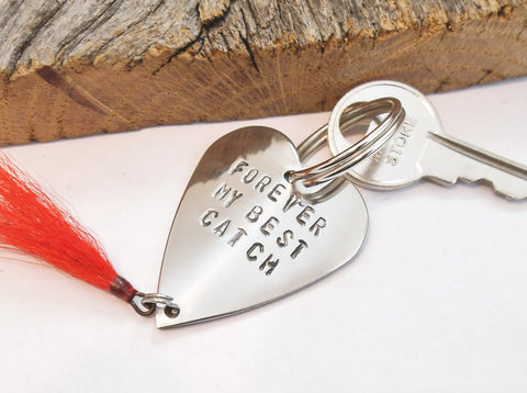 Forever My Best Catch Fishing Lure Keychain Dad Birthday Grandpa Personalized Anniversary Husband Mens Gift for Newlywed Wedding Day Gift