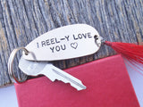Gift for Special Valentine Boyfriend New Parents Gift for Daddy Husband Keychain for Men High School Sweetheart I Love you I Like You A Lot