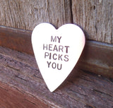 Valentine Gift Personalized Guitar Pick Heart Shape Custom Guitar Pick Engraved My Heart Picks You Music Lover Musician Gifts Boyfriend Dad