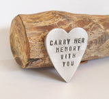 I Carry Your Heart With Me Child Miscarriage Hand Stamped in Memory of Gift Dad Daughter Mom Loss of Wife Death of Parent Memorial Jewelry