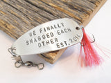 Custom Fishing Lure Anniversary Gift for Husband Fishing Hook Personalized Spinner Spoon Bait We Finally Snagged Each Other Established Date