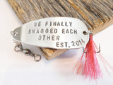 Custom Fishing Lure Anniversary Gift for Husband Fishing Hook Personalized Spinner Spoon Bait We Finally Snagged Each Other Established Date