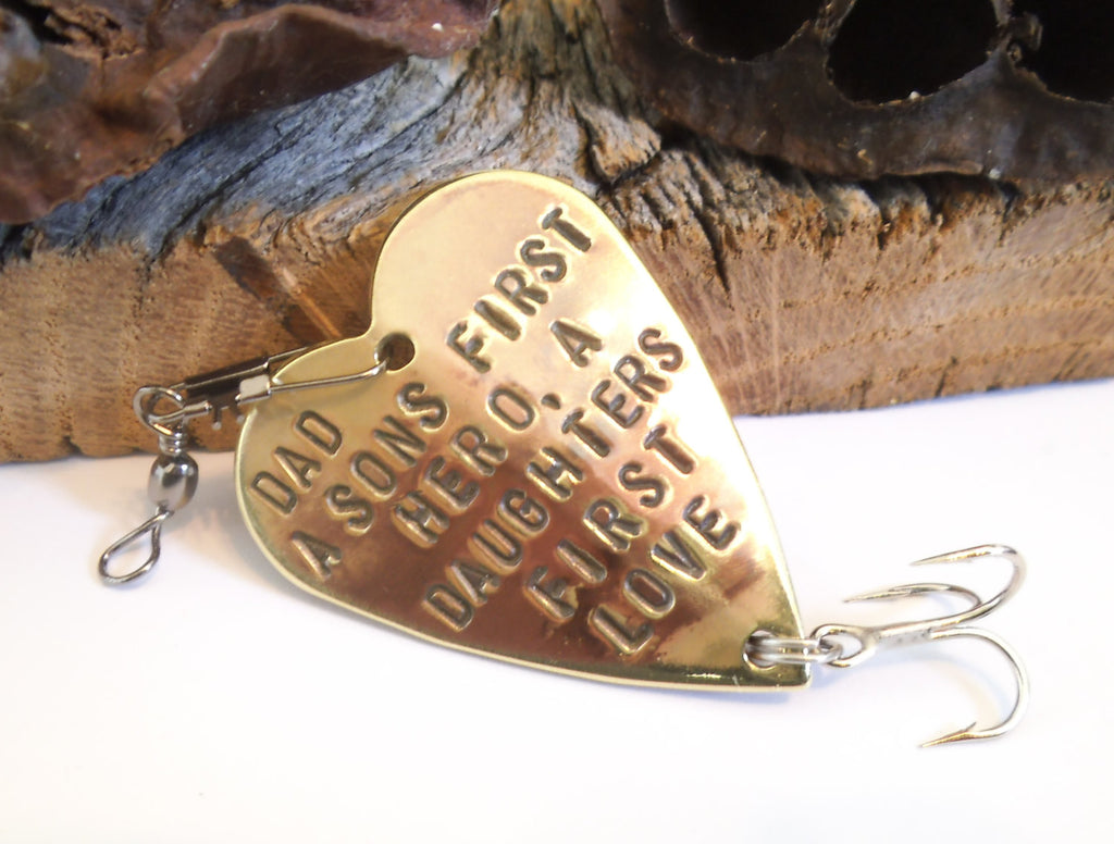 Fathers Day for Dad A Sons First Hero A Daughters First Love Stamped Fishing Lure Gift New Daddy Gift for Husband Gift For Men Gift for Him